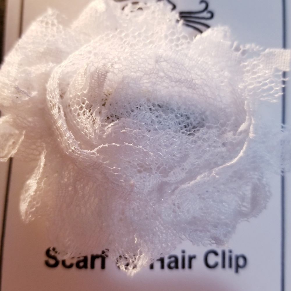Shabby Rose Flower Scarf Clip or Hair Clip white
